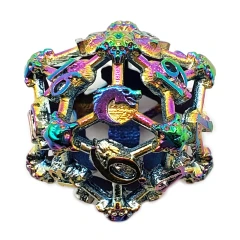 Old School Dice: Hollow Metal D20 Spindown -Skull - Spectral